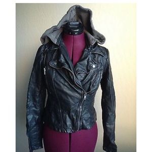 Free People Vegan Faux Leather hooded jacket